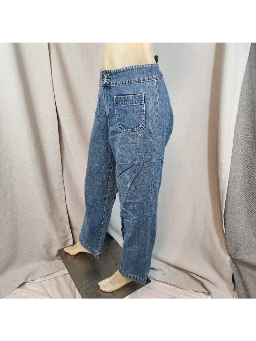 GAP Boho Straight Leg Mid Rise Med Wash Denim Blue Jeans Size 8 MEDIUM 30 W x30I - Picture 6 of 7